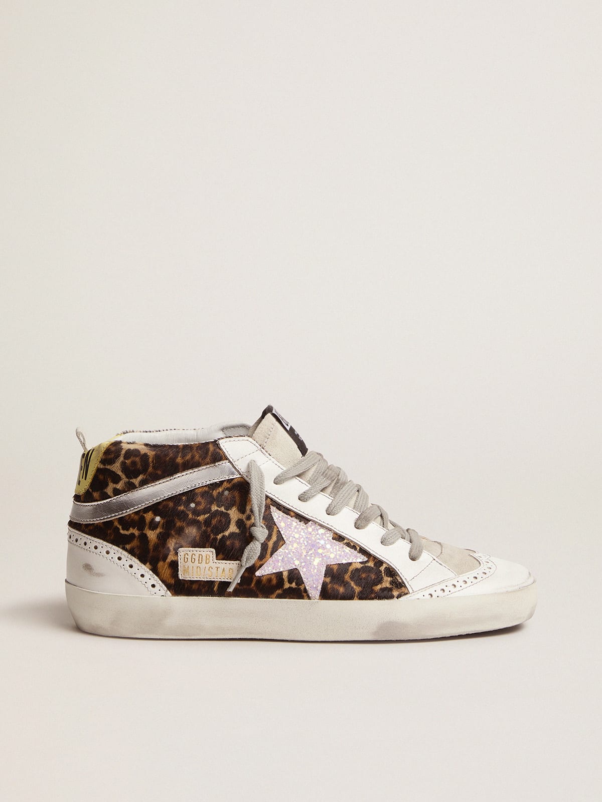 Golden Goose - Sneakers Mid-Star LTD en cuir façon poulain à motif léopard avec étoile pailletée in 