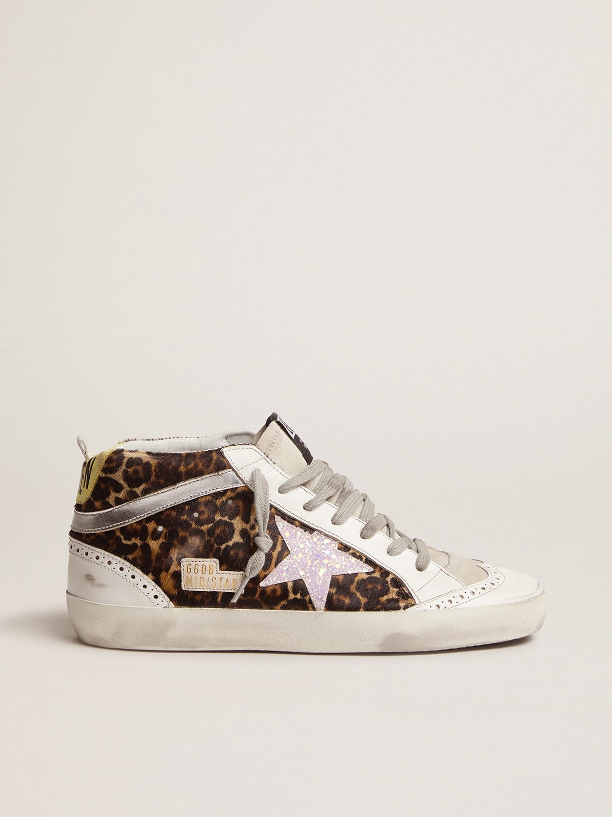 Mid Star sneakers LTD in leopard print pony skin with glittery star