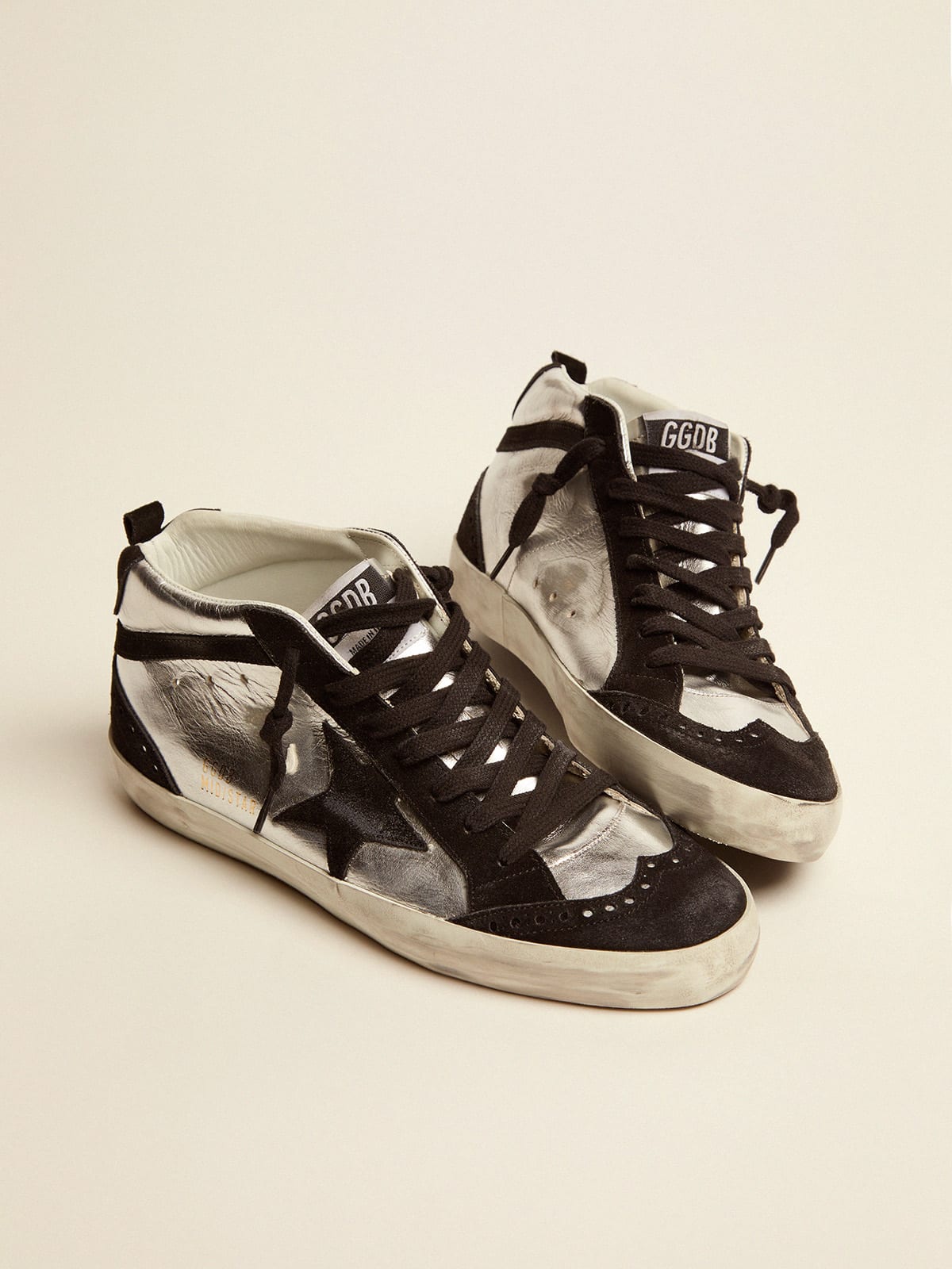 Silver and black store golden goose sneakers