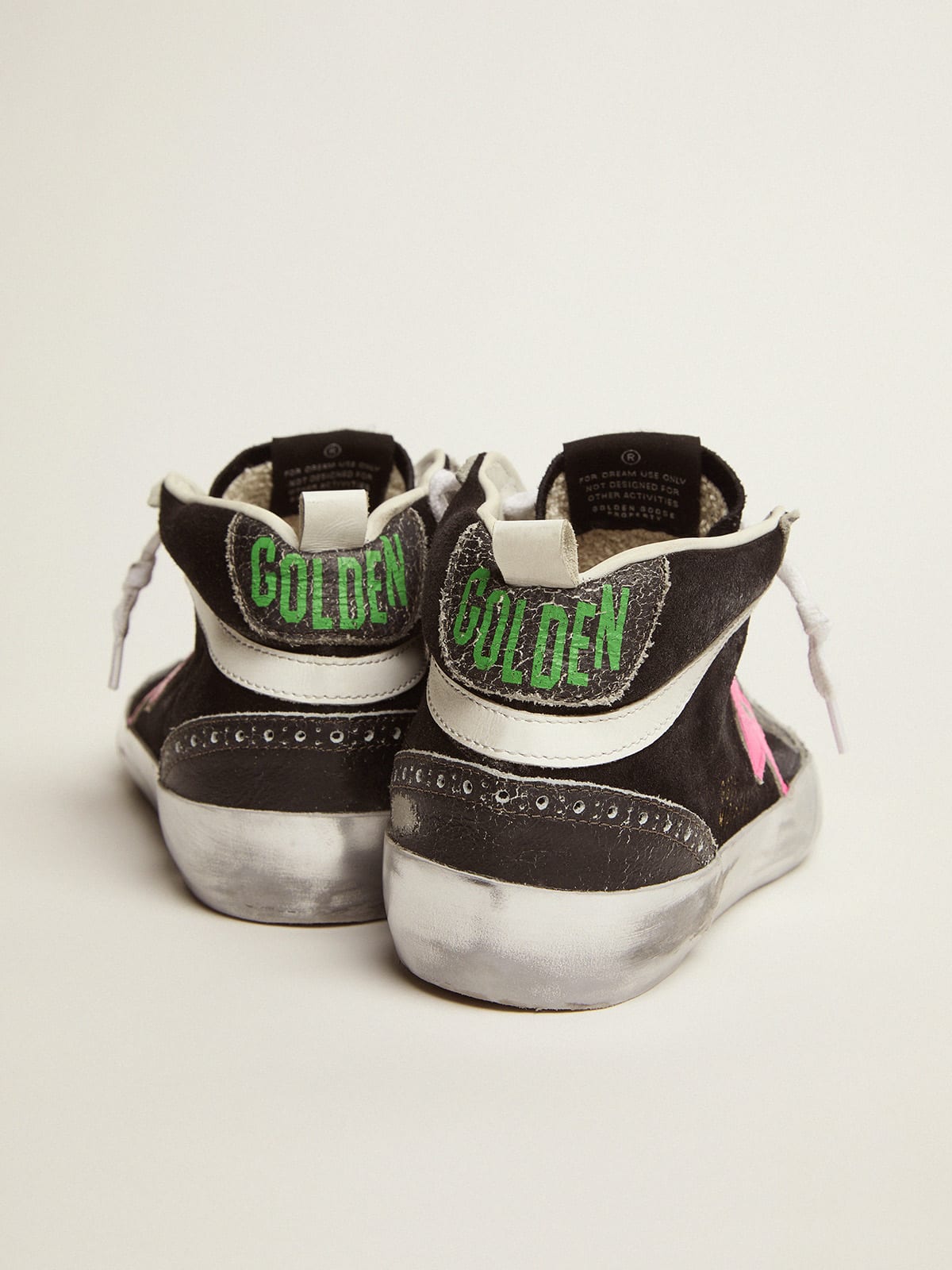 Mid Star sneakers in black suede with crackle leather details | Golden Goose