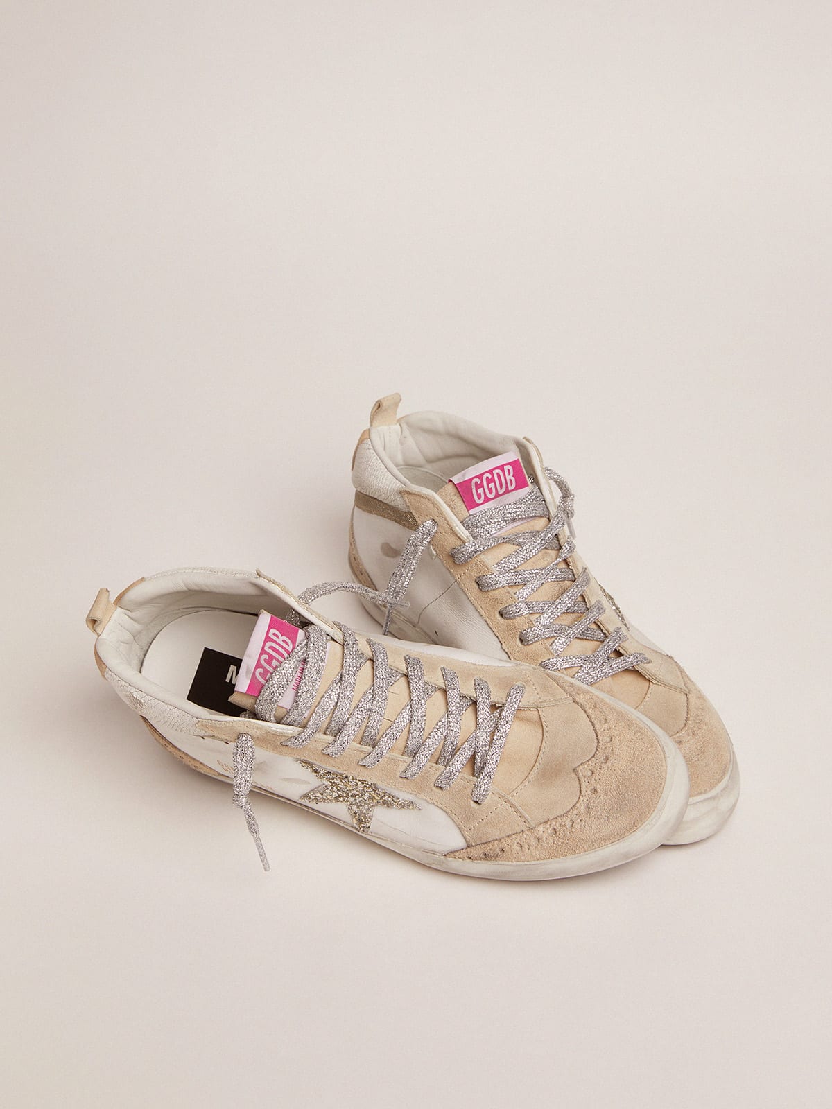 Mid Star LTD sneakers with light green glitter star | Golden Goose