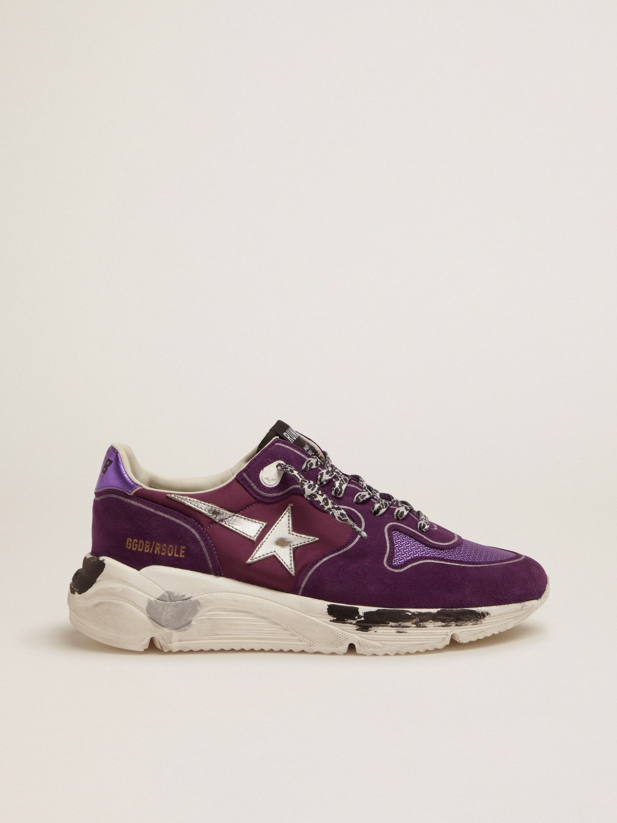 Golden Goose - Suede, leather and mesh Running Sole sneakers with metallic heel tab in 