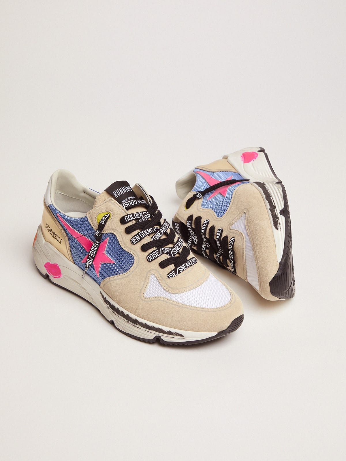 Running Sole Suede Trimmed Sneakers in Metallic - Golden Goose