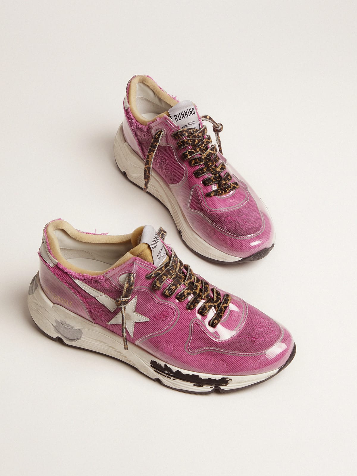 Fuchsia Running Sole LTD sneakers with raw edges | Golden Goose