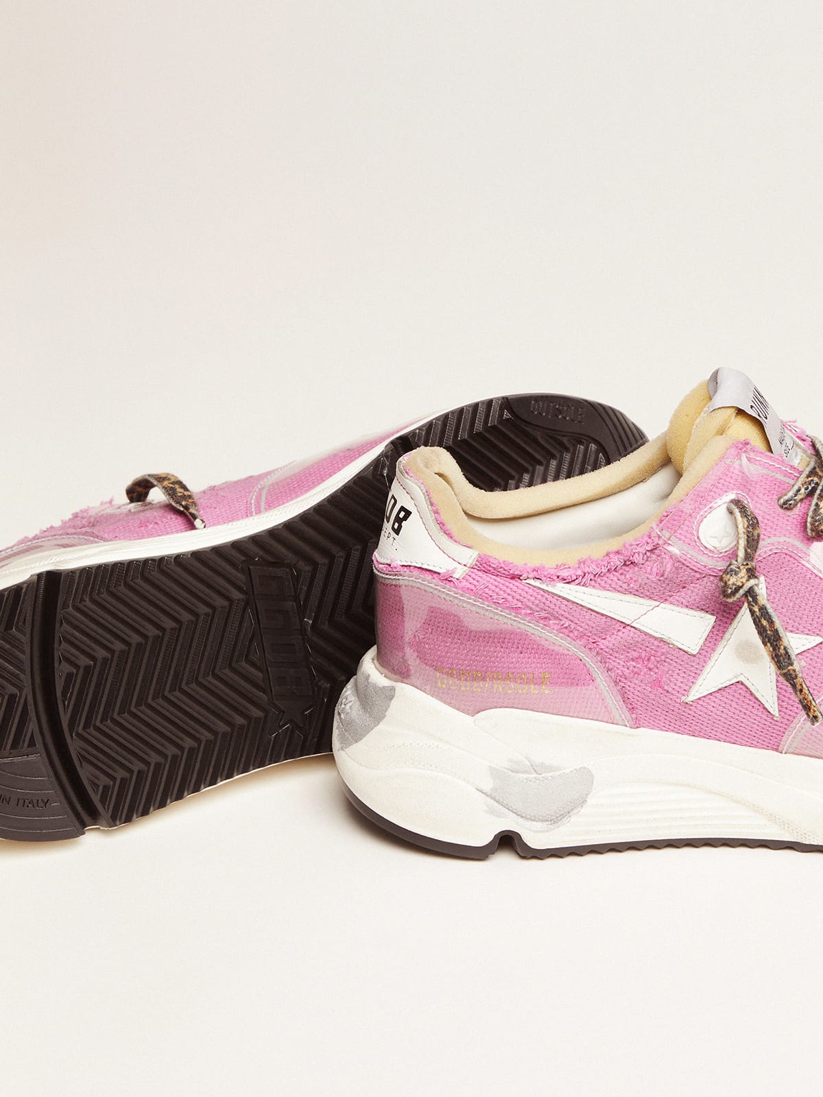 Fuchsia Running Sole LTD sneakers with raw edges | Golden Goose