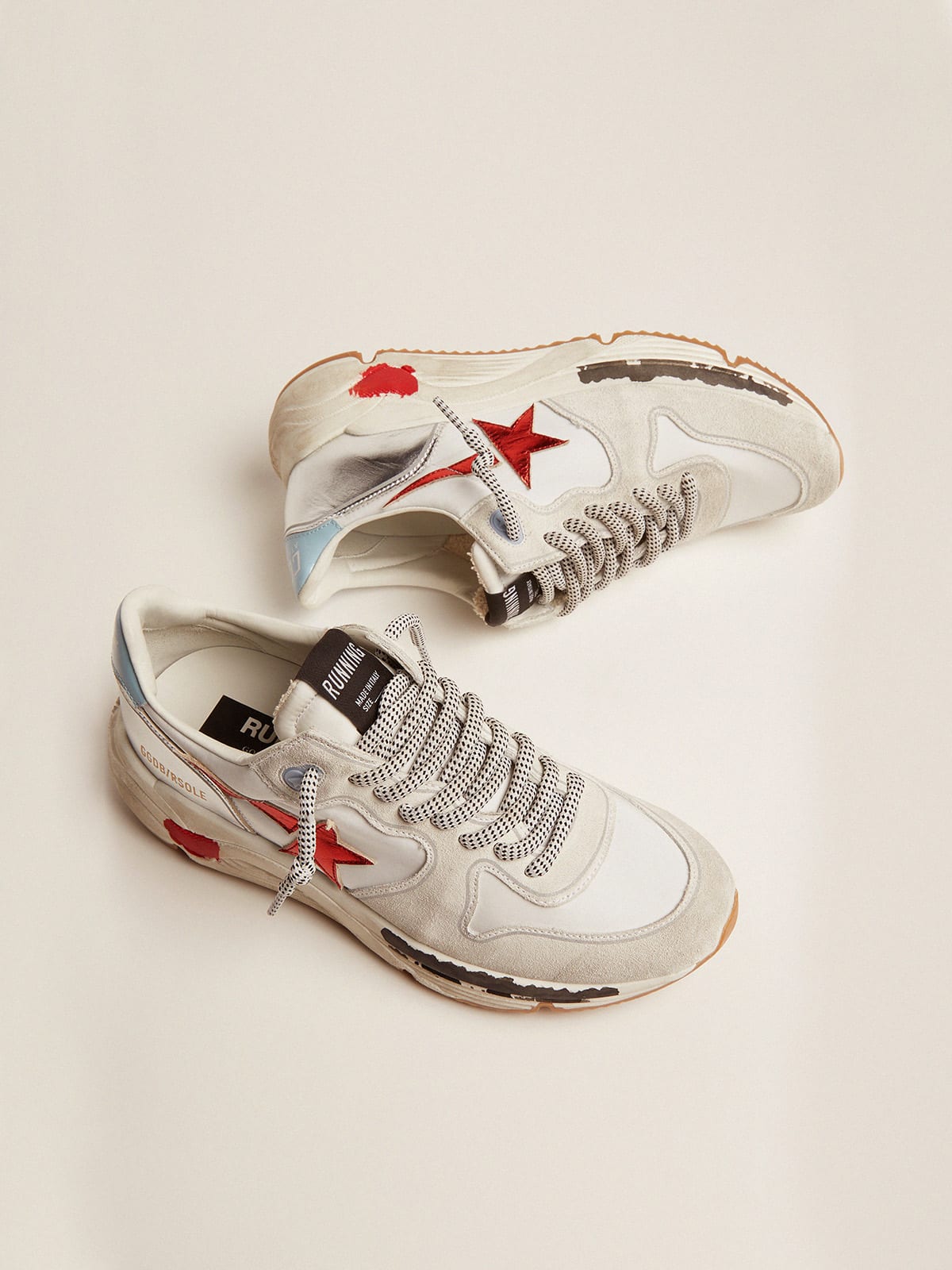 Running Sole sneakers in nylon and suede with red laminated leather star |  Golden Goose