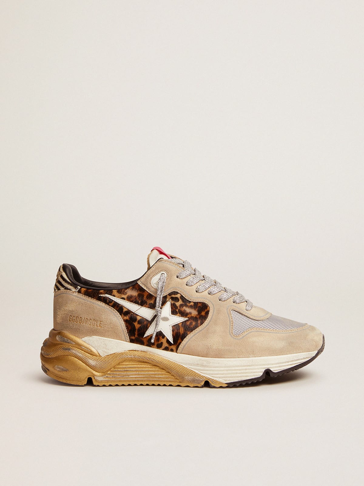 Running Sole LTD sneakers in leopard-print pony skin and suede with mesh  insert | Golden Goose