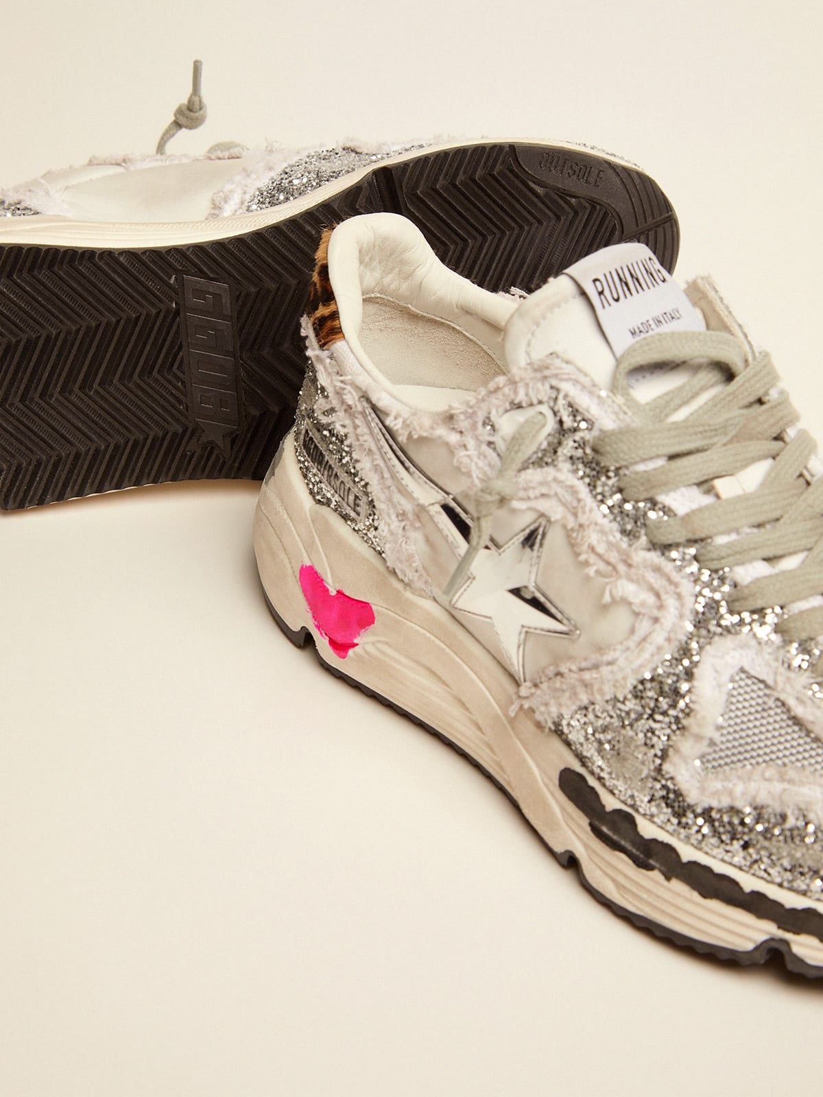 Golden Goose Running Sole Glitter Sneakers