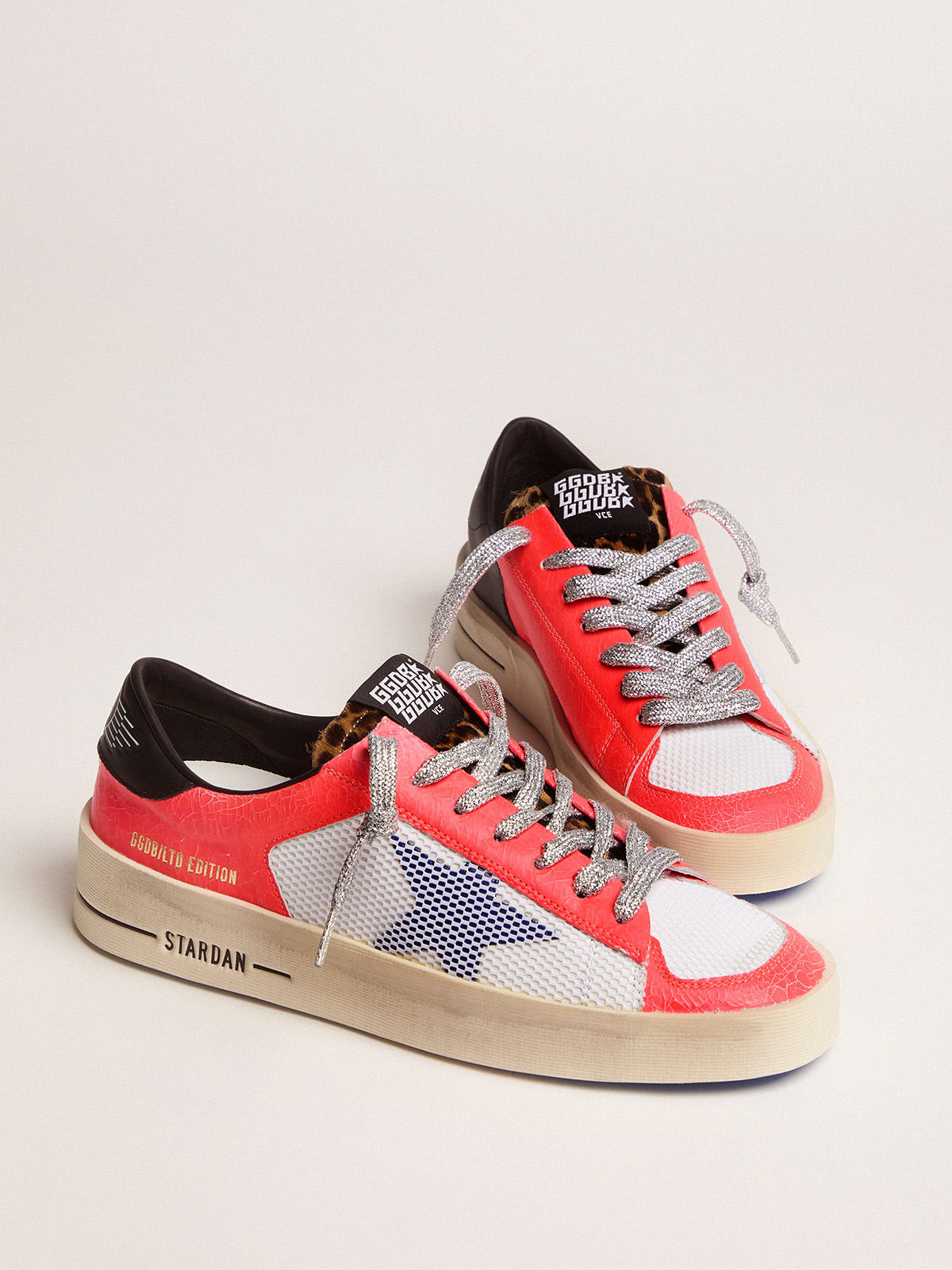 Women\'s LAB Limited Edition Stardan sneakers in craquelé leather and pony  skin | Golden Goose