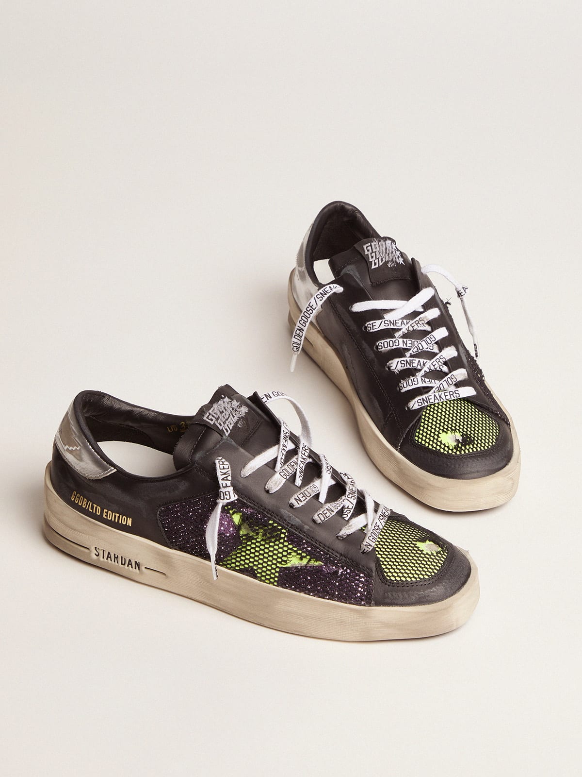 Golden Goose - Women’s LAB Limited Edition Stardan sneakers with glitter and fluorescent yellow details in 