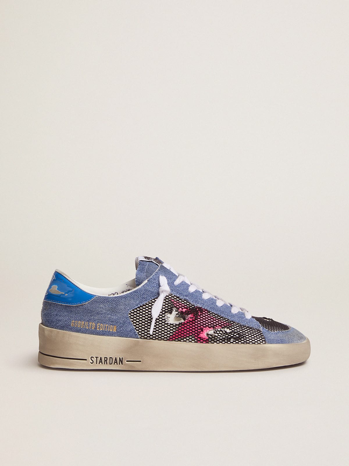 Golden Goose - Women's Limited Edition LAB denim Stardan sneakers with fuchsia star in 