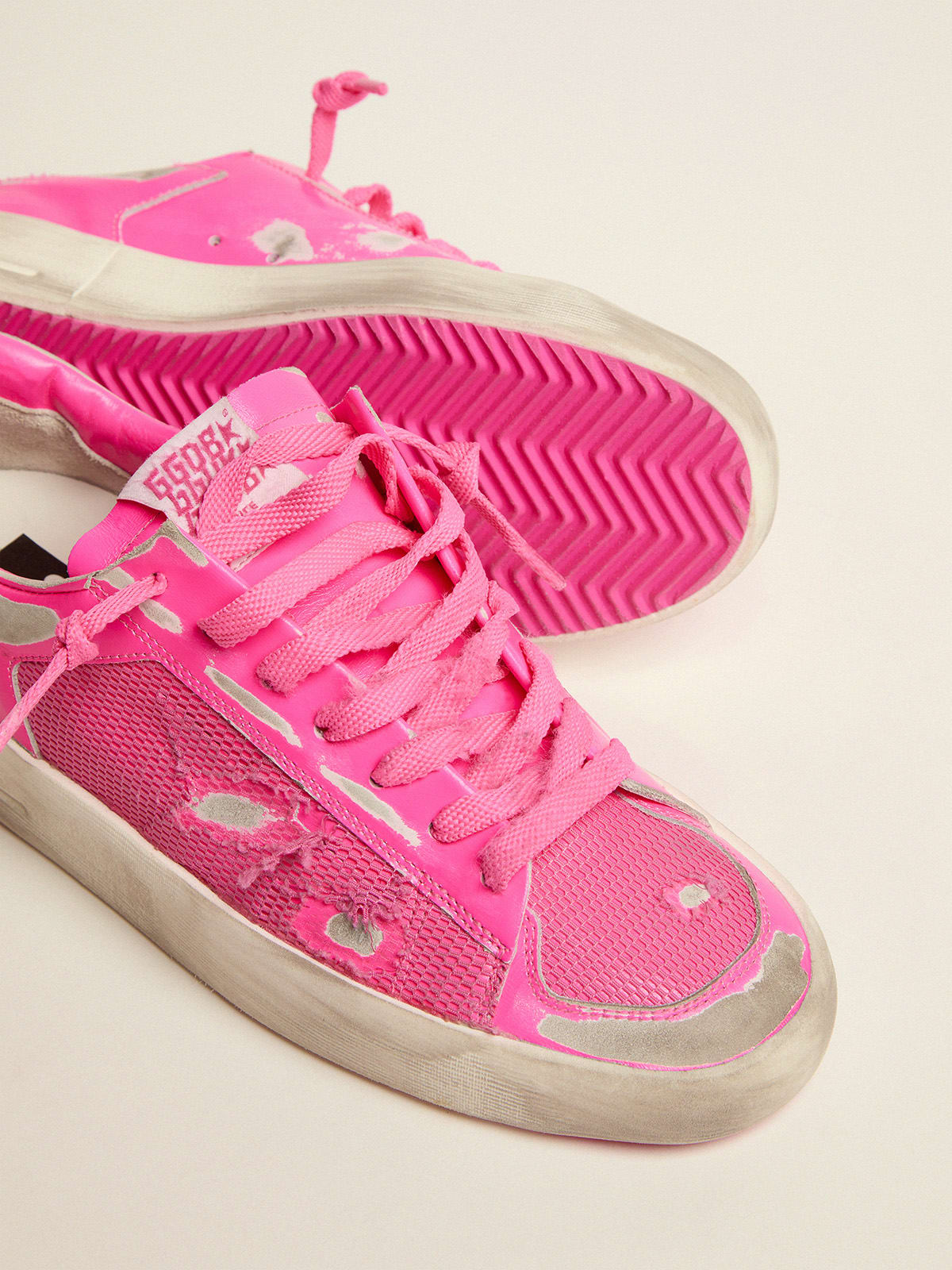 Mierda considerado cielo Zapatillas deportivas Stardan de mujer de piel y malla rosa flúor | Golden  Goose