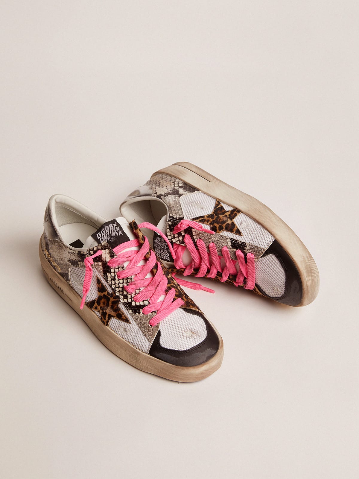 Golden Goose - Women’s Stardan LAB sneakers with leather upper and leopard-print pony skin star in 