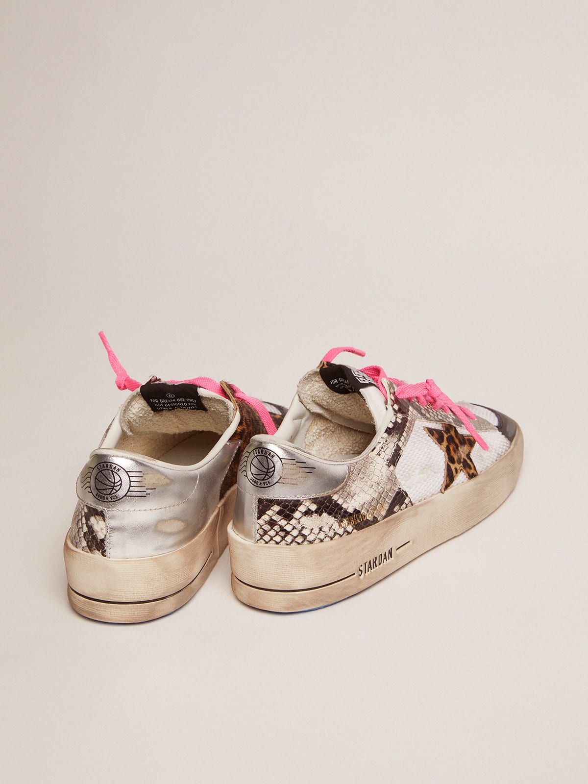 Golden Goose - Women’s Stardan LAB sneakers with leather upper and leopard-print pony skin star in 