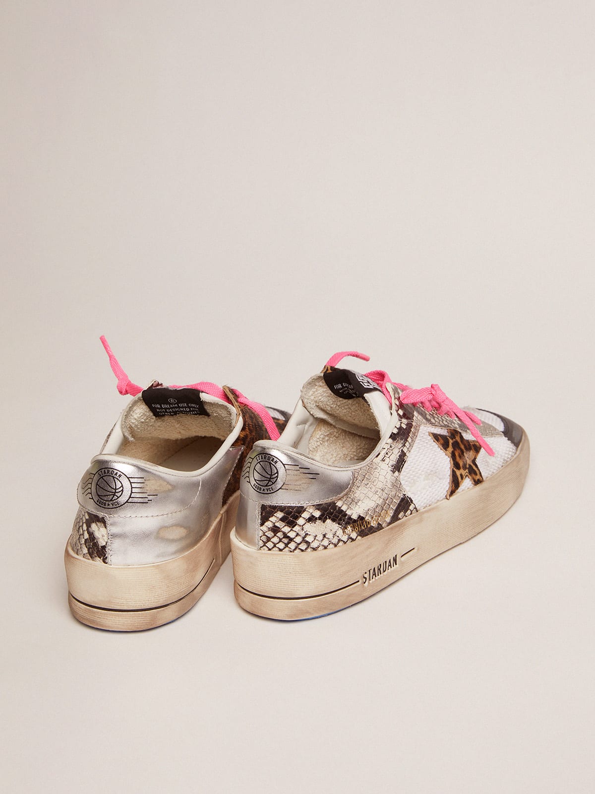 Women\'s Stardan LAB sneakers with leather upper and leopard-print pony skin  star | Golden Goose