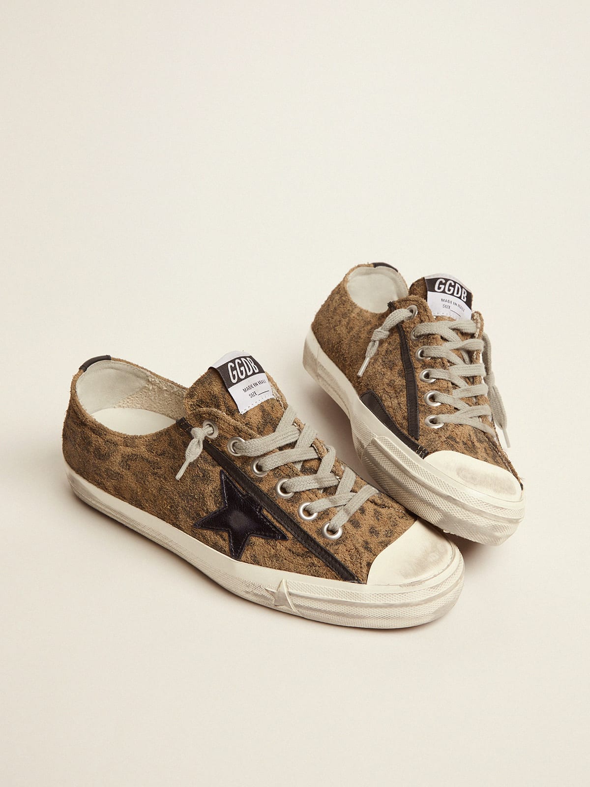 V-star LTD sneakers in leopard-print suede with a black laminated leather  star | Golden Goose