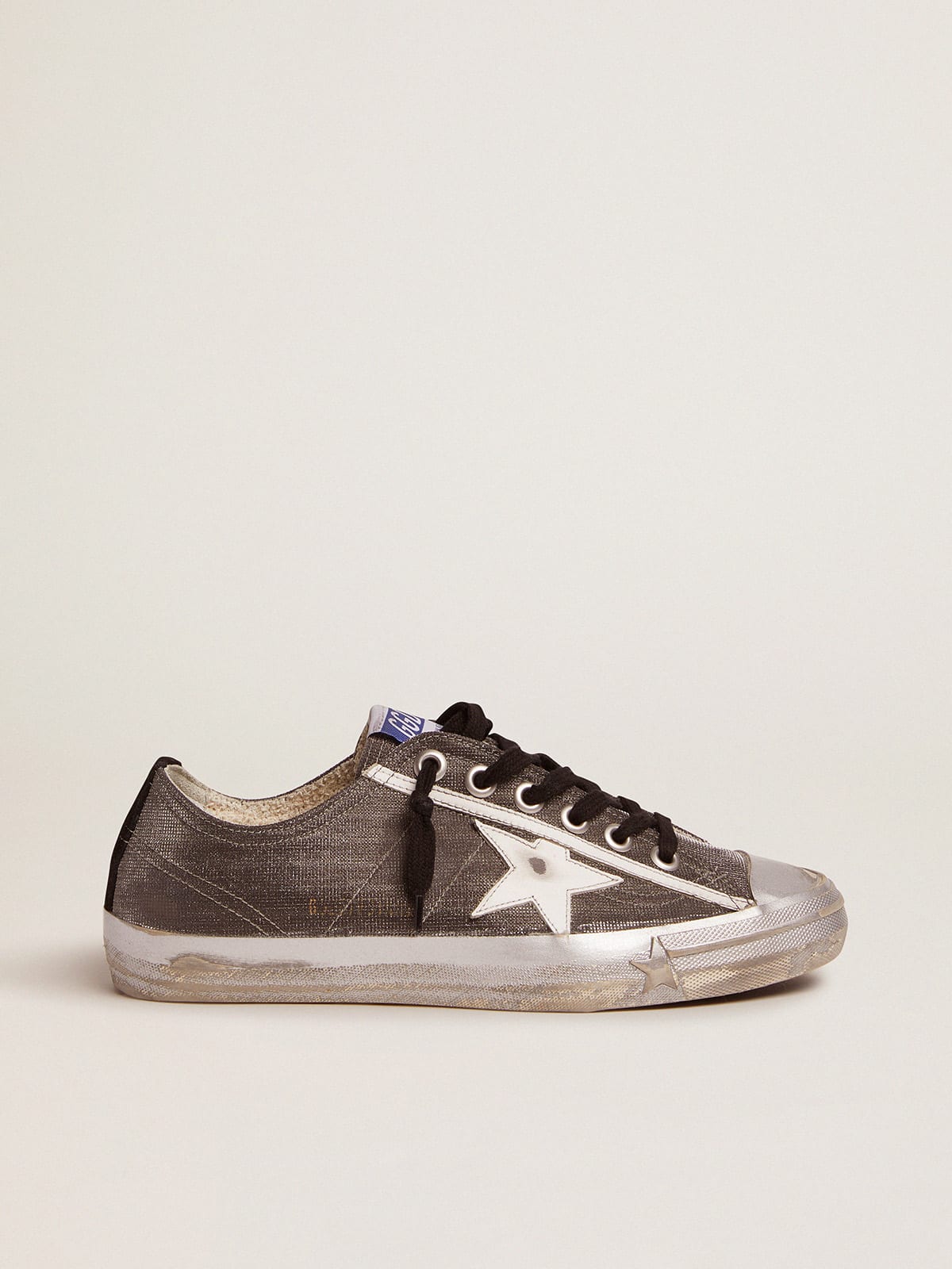 Dark gray V Star LTD sneakers with checkered pattern and white star