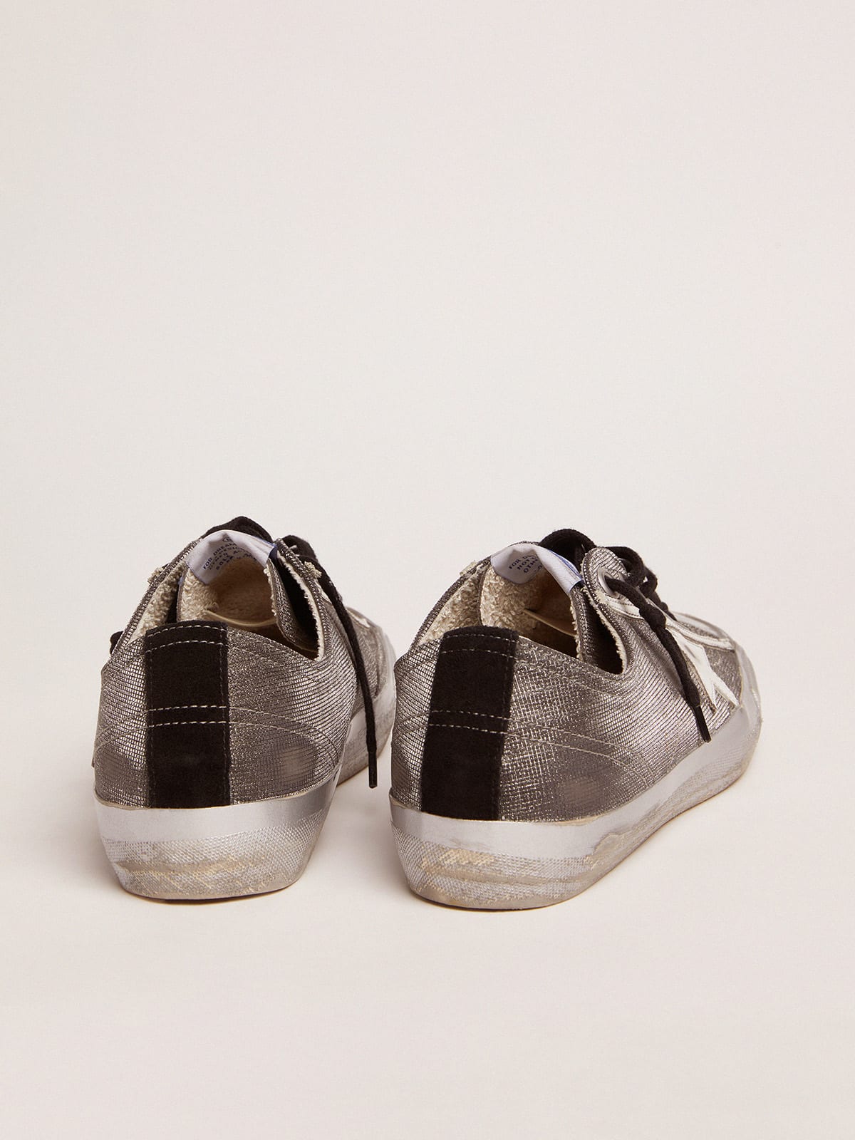 Golden Goose - Dark gray V-Star LTD sneakers with checkered pattern and white star in 