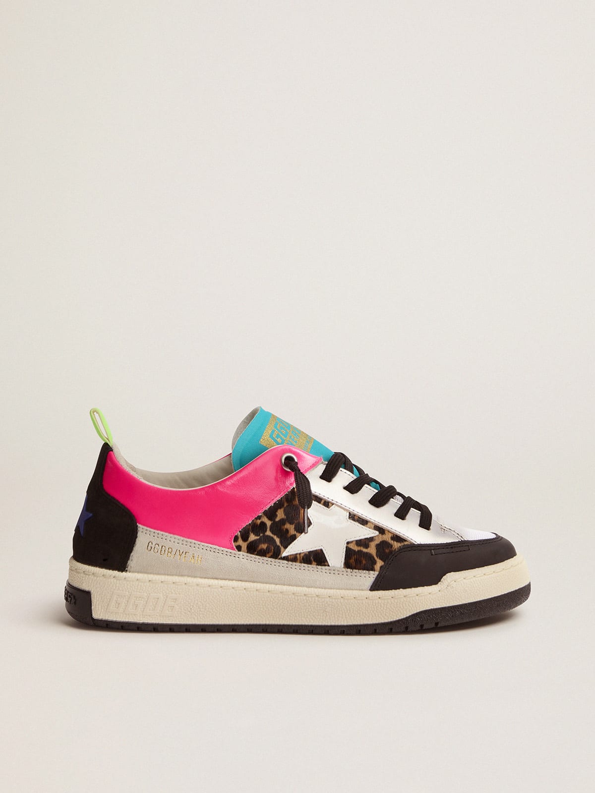 Women s fuchsia and leopard print Yeah sneakers Golden Goose