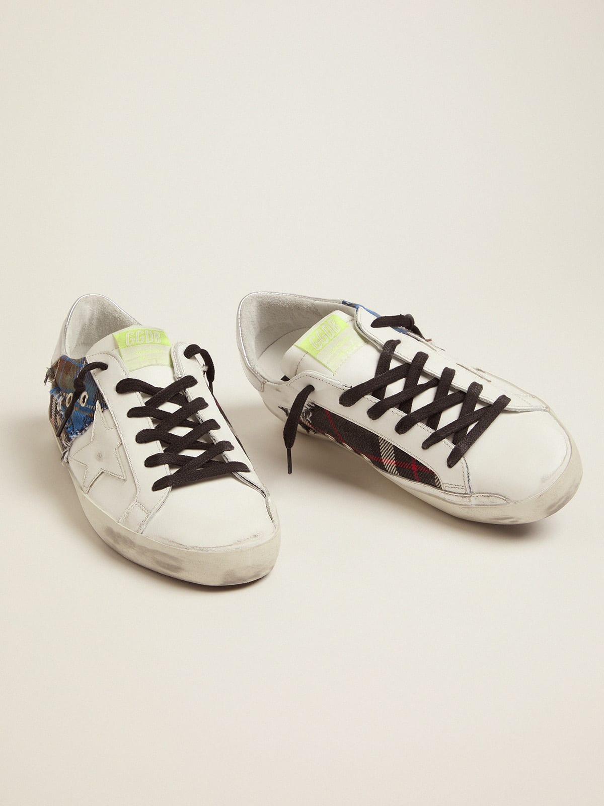 Golden Goose - Women's Limited Edition LAB white Super-Star sneakers with tartan insert in 