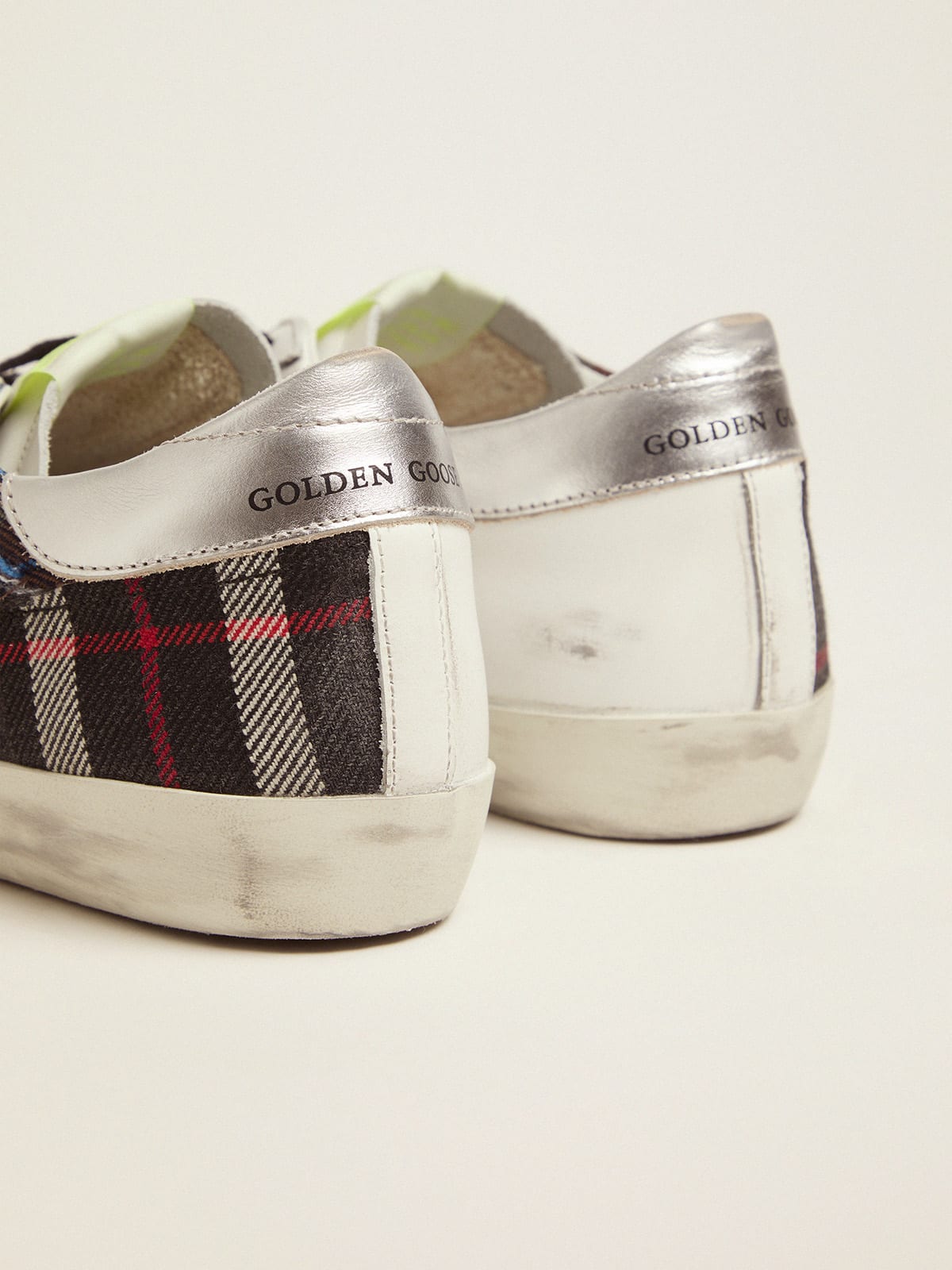 Golden Goose - Women's Limited Edition LAB white Super-Star sneakers with tartan insert in 