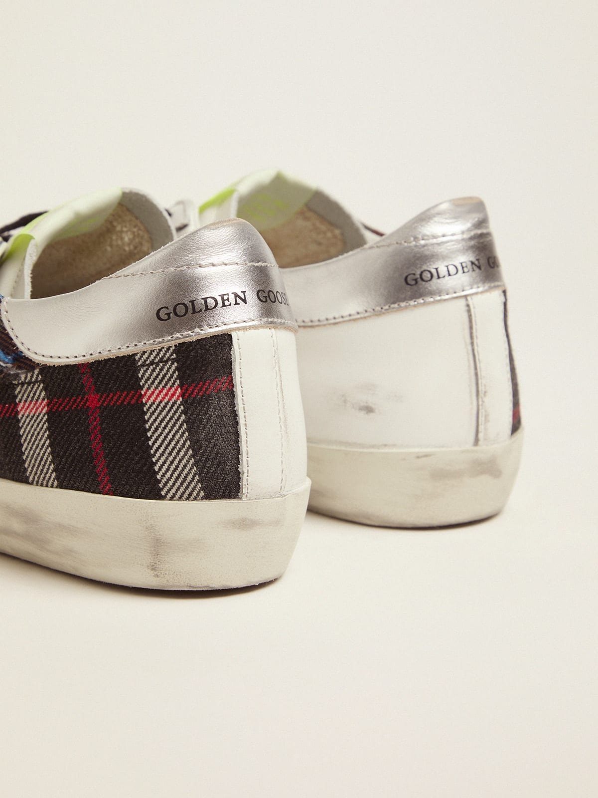 Women\'s Limited Edition LAB white Super-Star sneakers with tartan insert |  Golden Goose