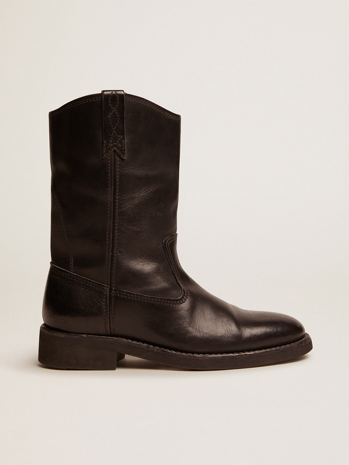 Leather black 2025 biker boots