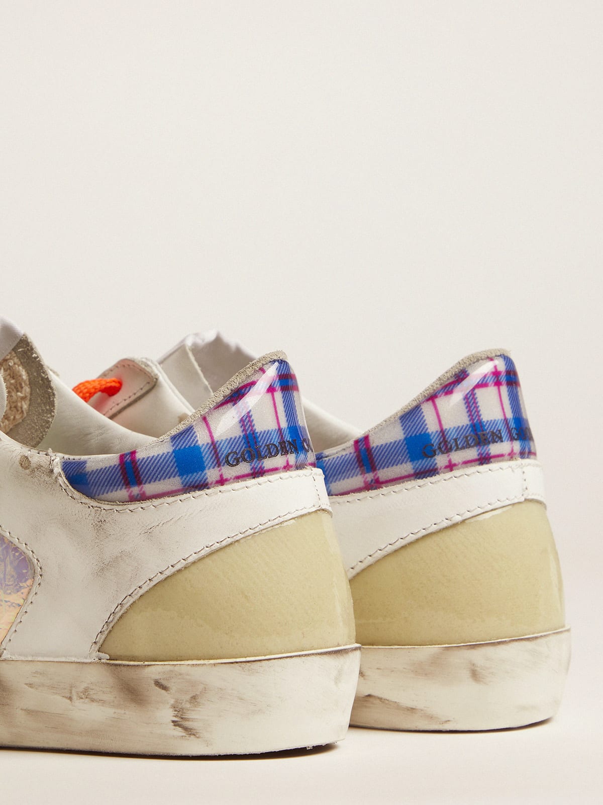Golden Goose - Women's Limited Edition LAB Super-Star sneakers with holographic and tartan upper in 