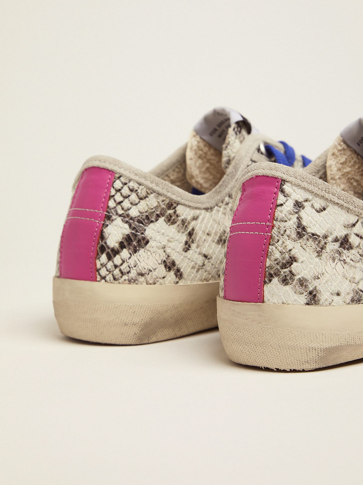 V-Star sneakers in snake-print leather with fuchsia insert | Golden Goose