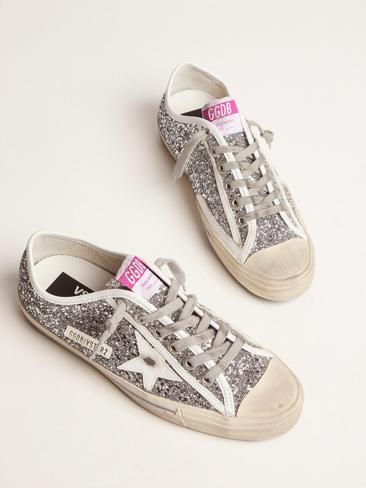 V-Star sneakers with silver glitter | Golden Goose