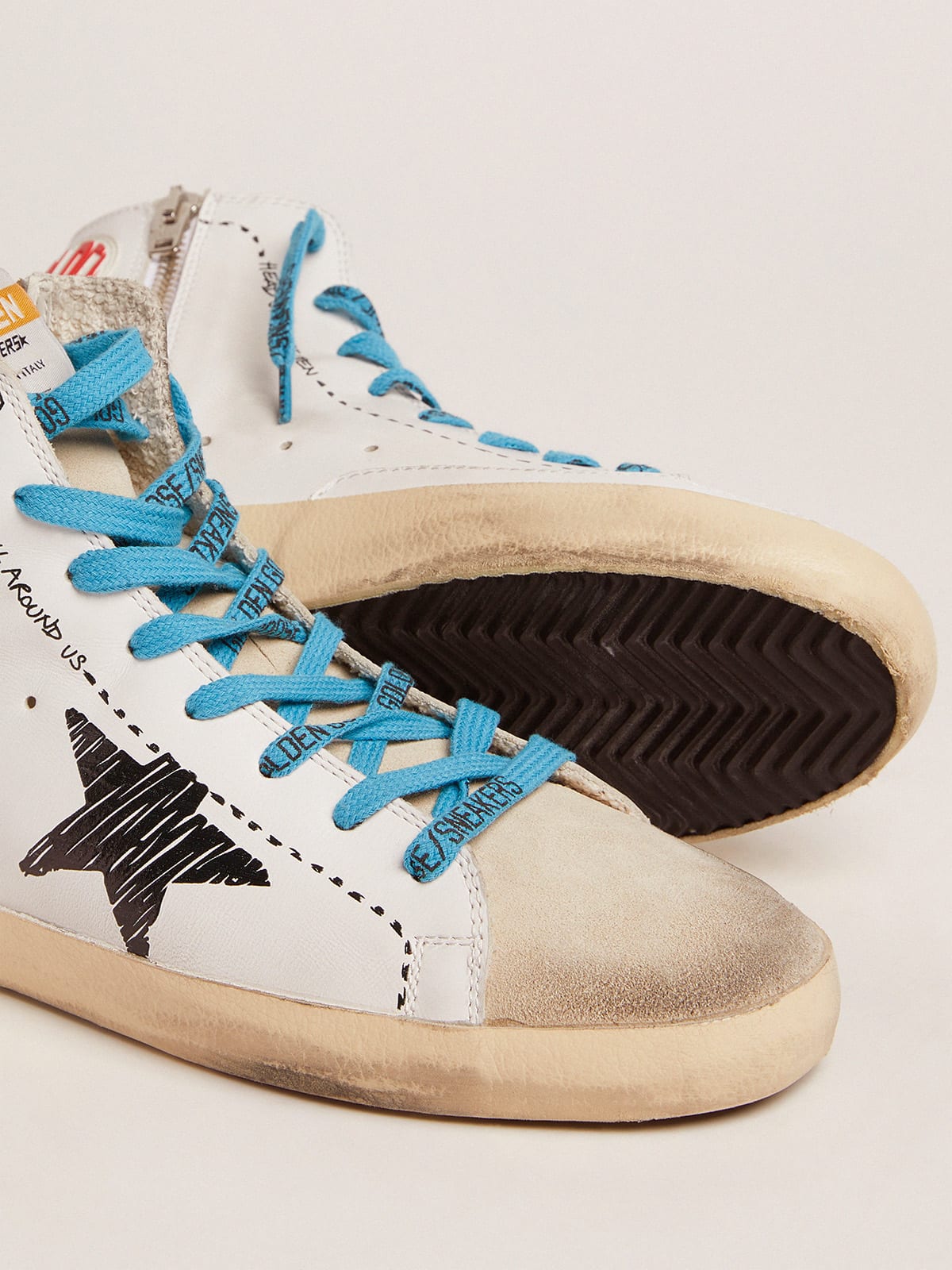 Francy sneakers with black printed star and nubuck leather heel tab |  Golden Goose