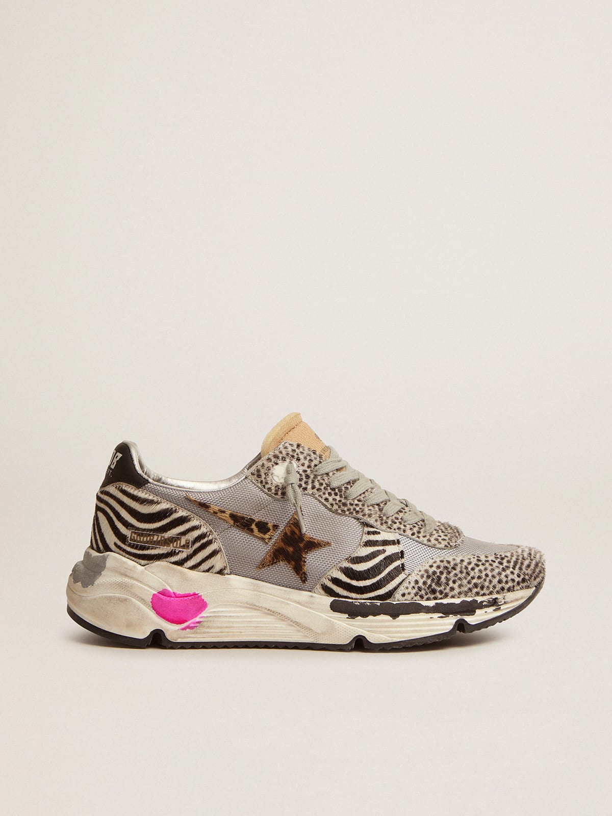 Running Sole sneakers in mesh and animal-print pony skin | Golden Goose