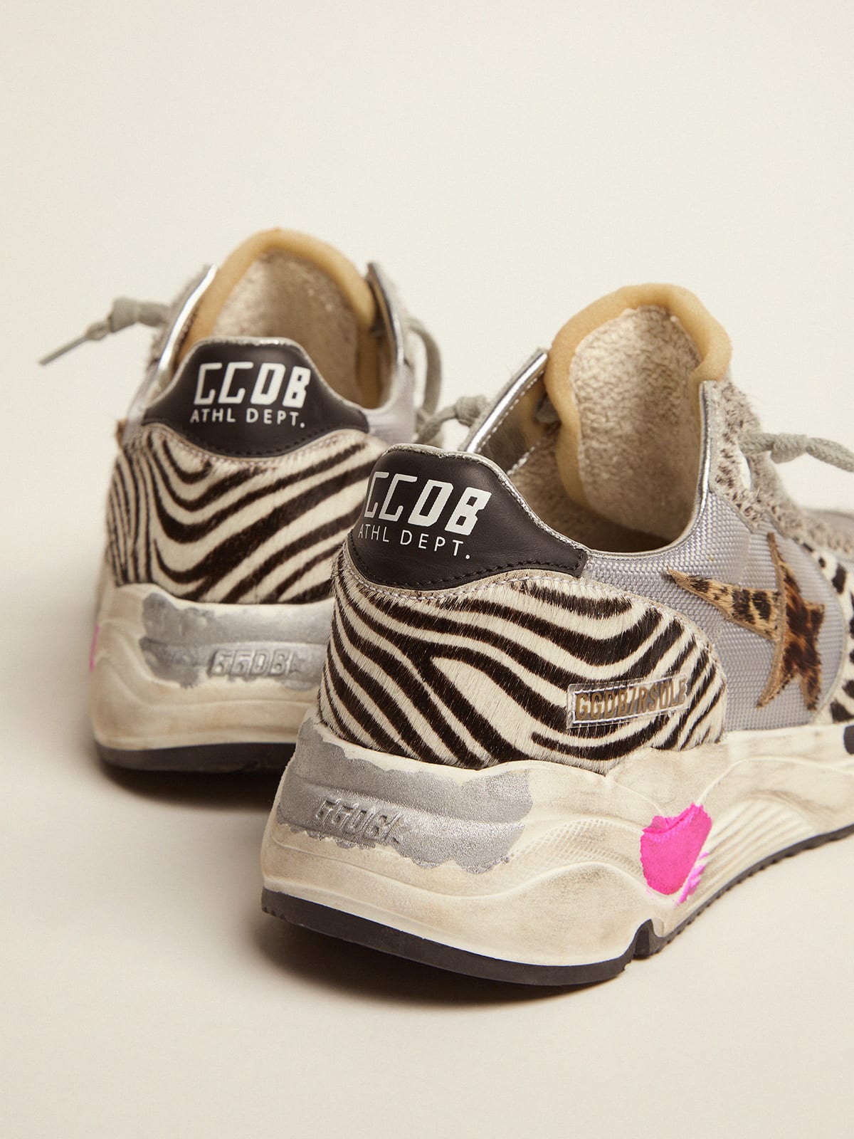 Running Sole sneakers in mesh and animal-print pony skin | Golden Goose