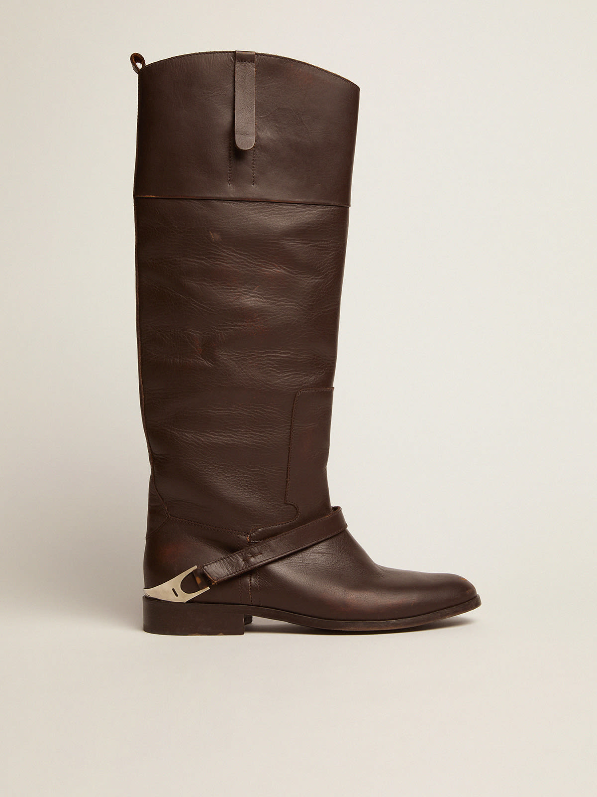 Golden Goose - Charlie boots in dark brown leather with clamp on the heel in 