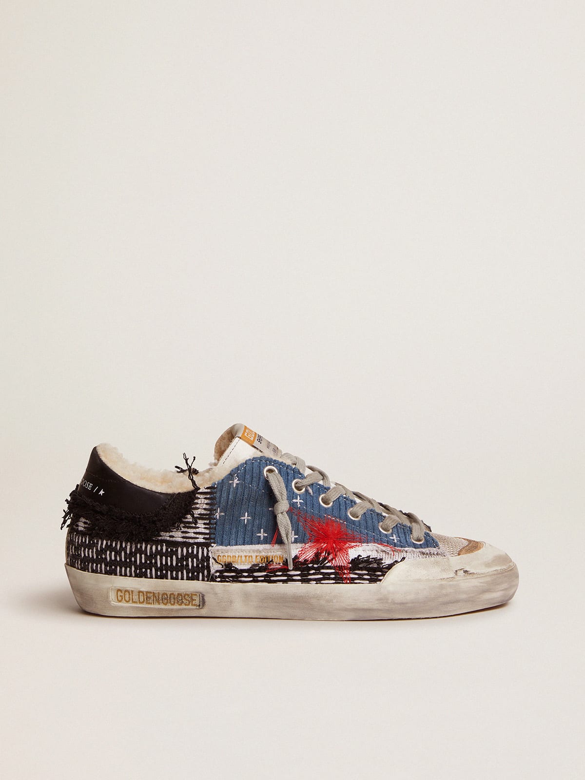 Super-Star LAB sneakers with patchwork and shearling lining | Golden Goose