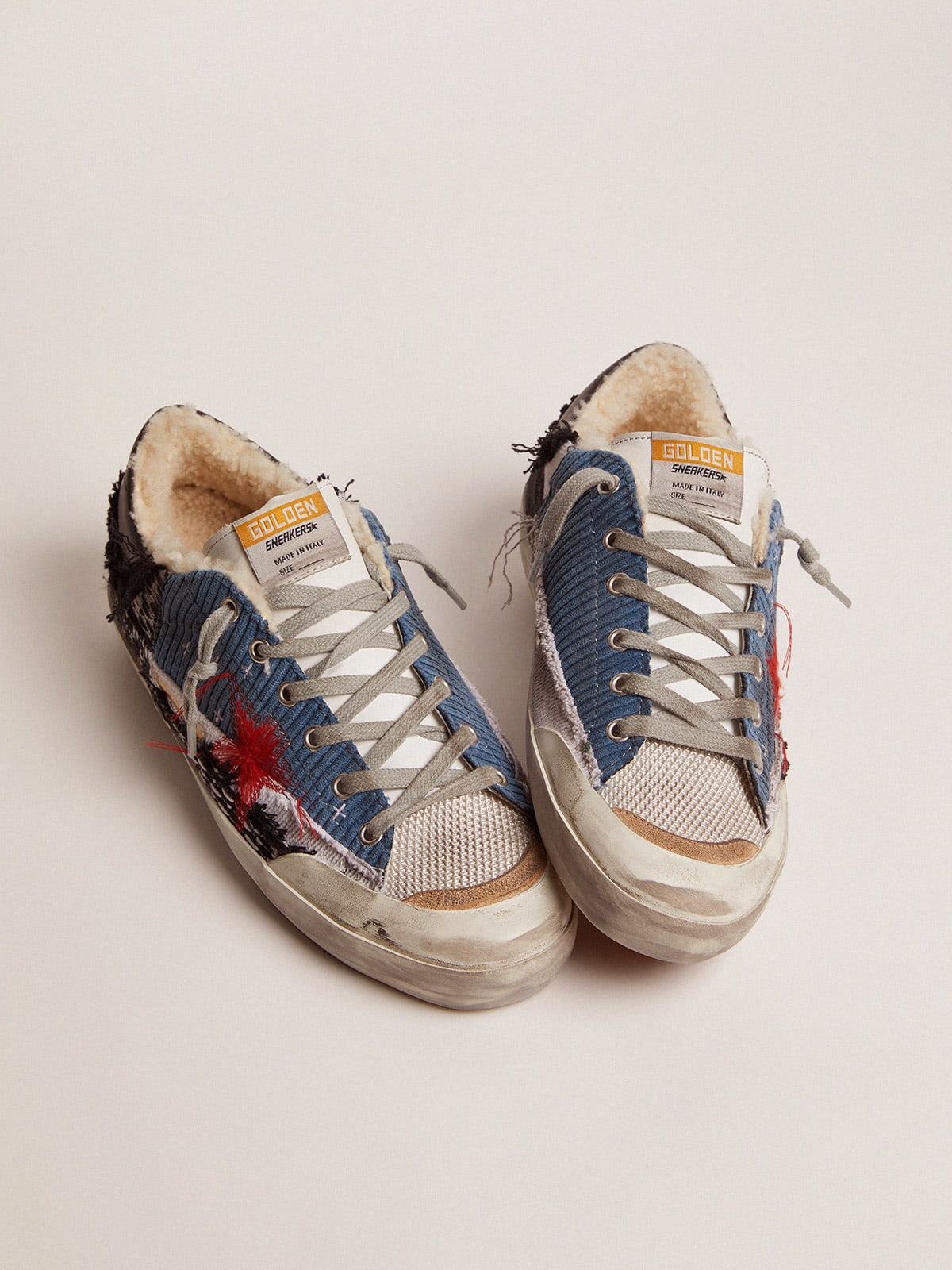 Golden Goose - Super-Star LAB sneakers with patchwork and shearling lining in 