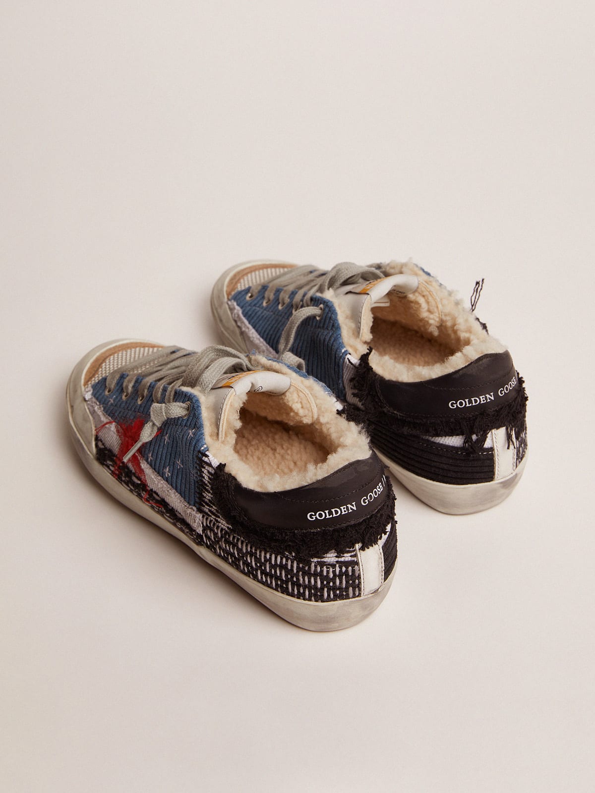 Super-Star LAB sneakers with patchwork and shearling lining | Golden Goose