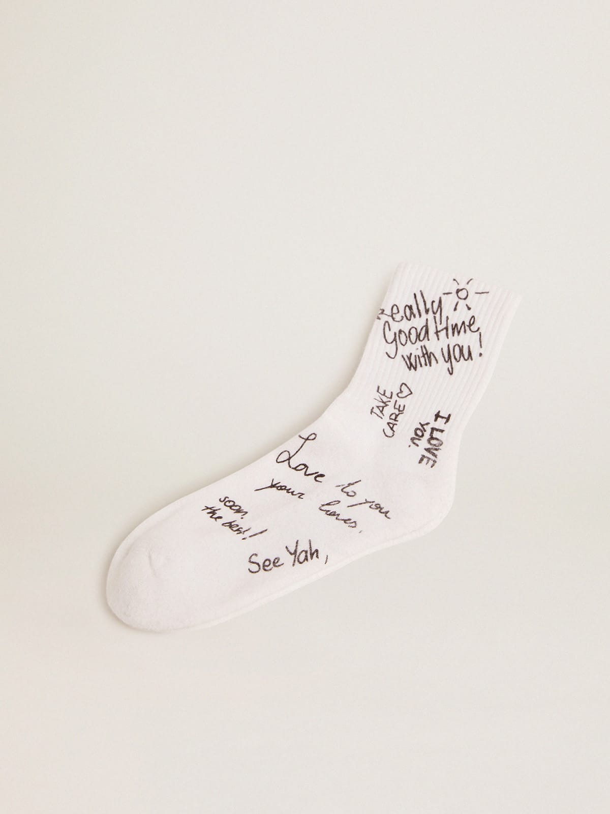 Golden Goose - Optical white socks with black lettering in 