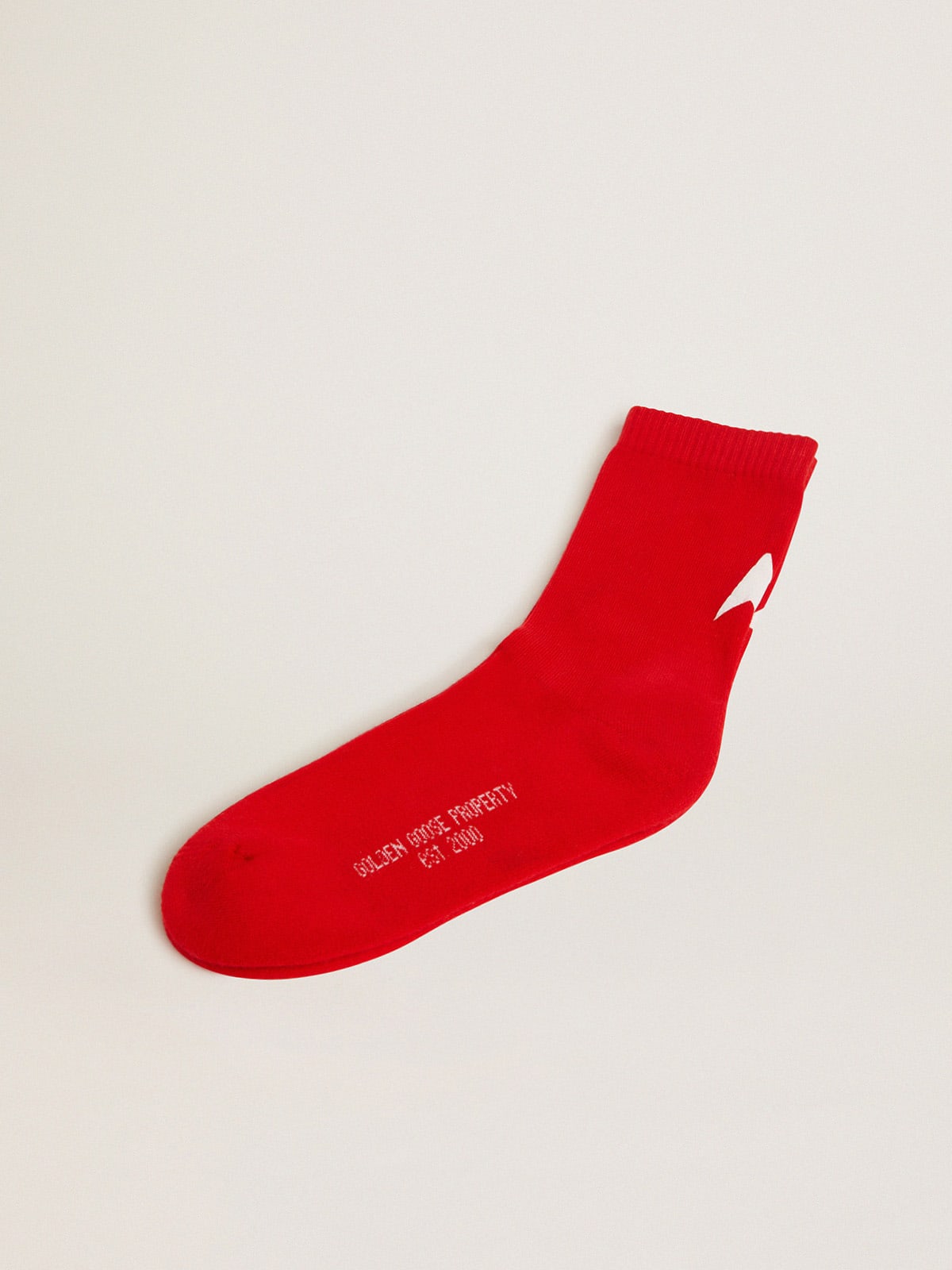 Golden Goose - Rote Socken aus Baumwolle mit weißem „Golden Goose“-Stern in 