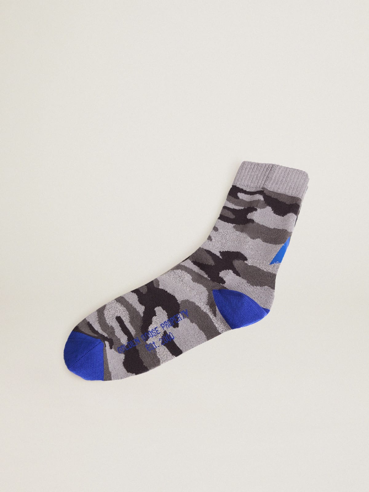 Golden Goose - Camouflage-print socks with light gray lurex inserts in 