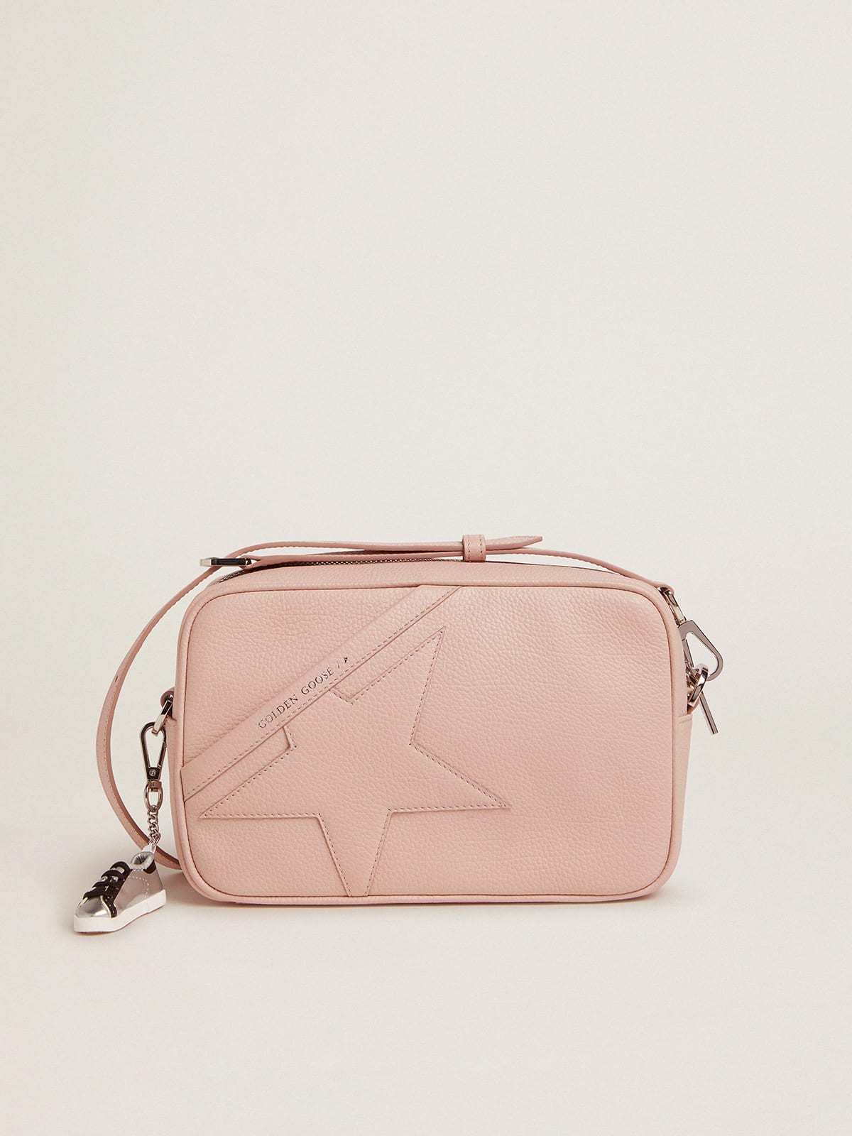 Golden Goose - Borsa Star Bag in pelle martellata color rosa quarzo e stella ton sur ton in 