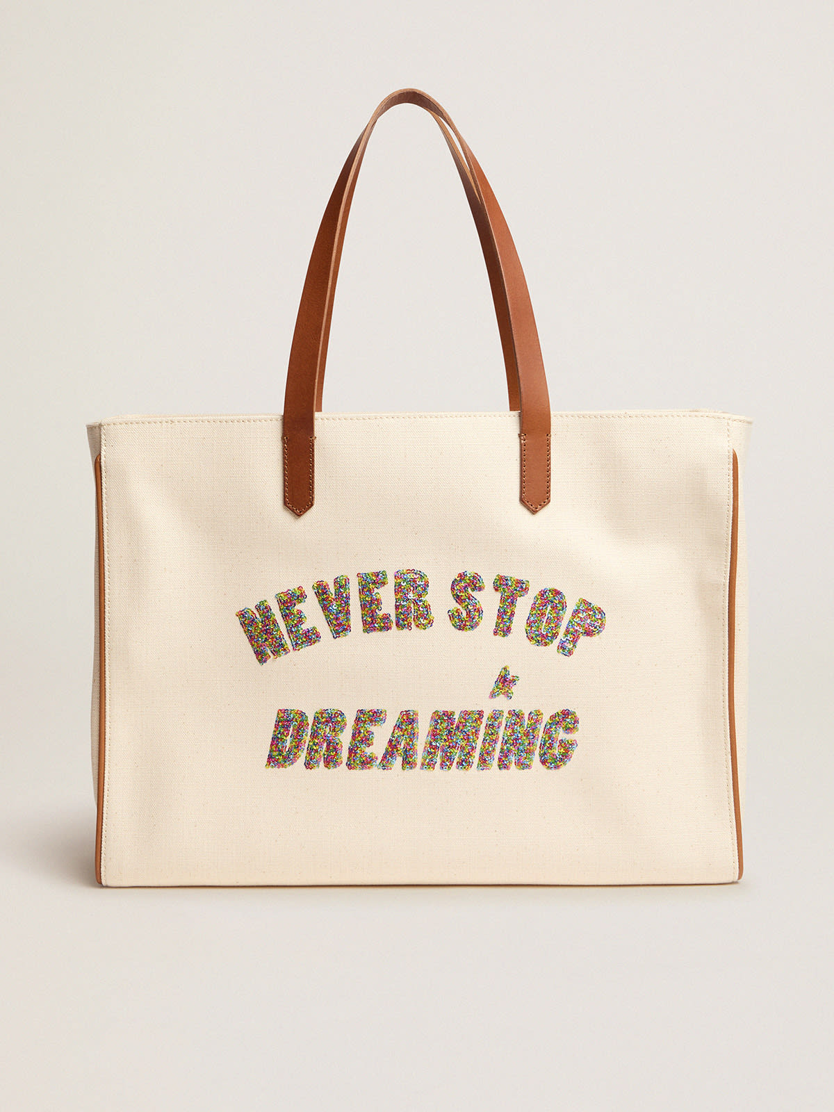 Golden Goose - Borsa California East-West Never Stop Dreaming glitter in 