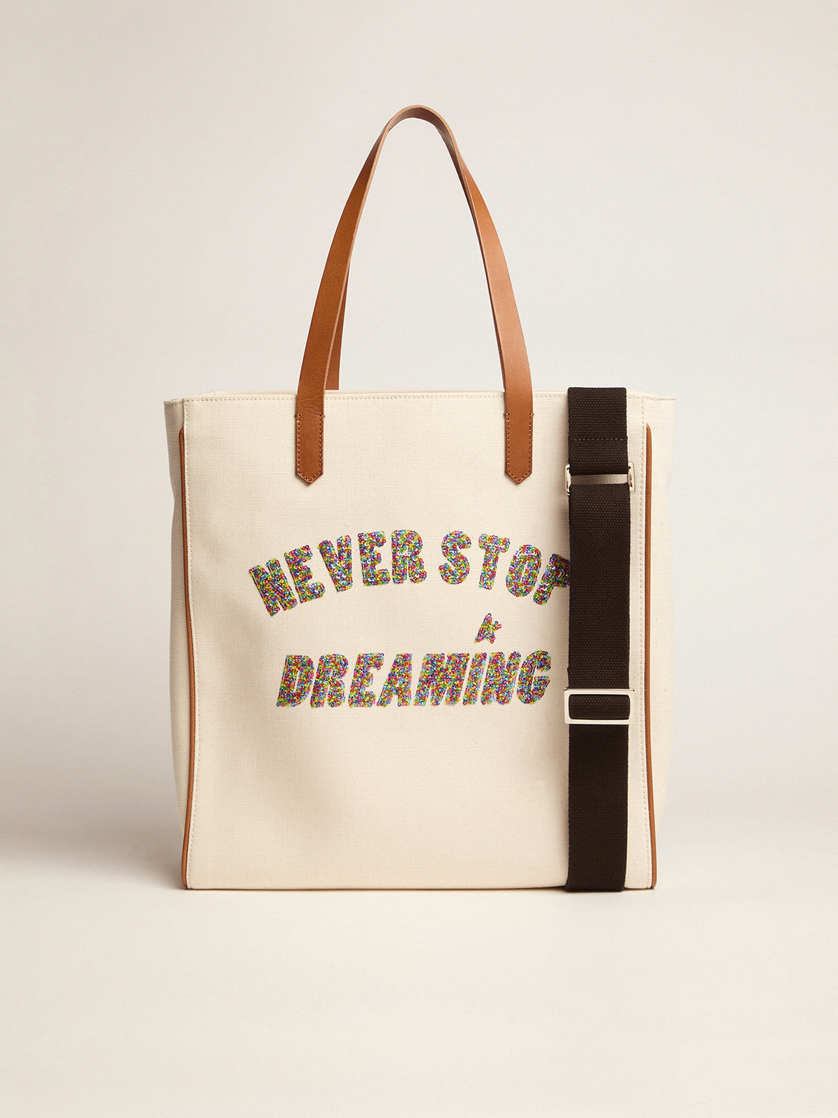 Golden Goose - California North-South Never Stop Dreaming glitter bag in 