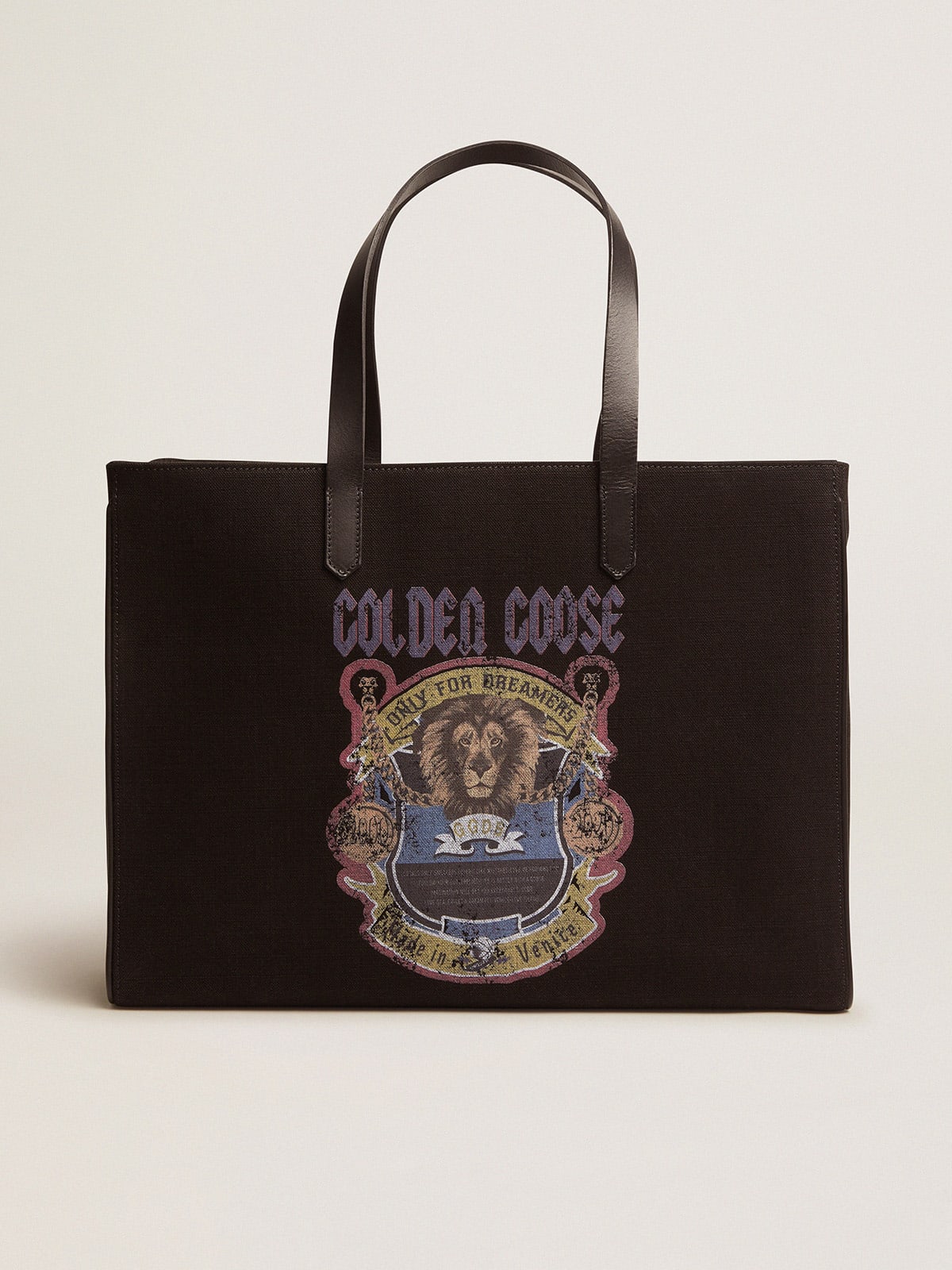 Golden Goose - Borsa California East-West nera con stampa vintage in 