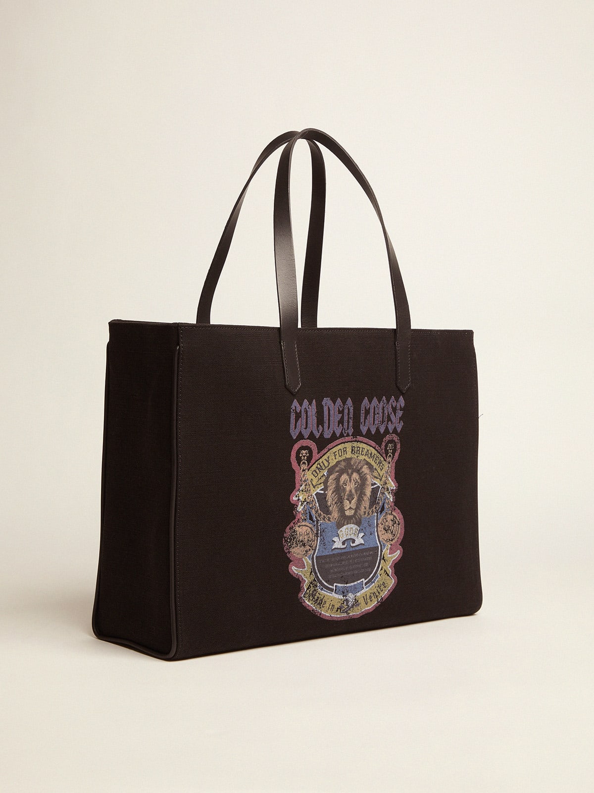 Golden Goose - Black California East-West bag with vintage print in 