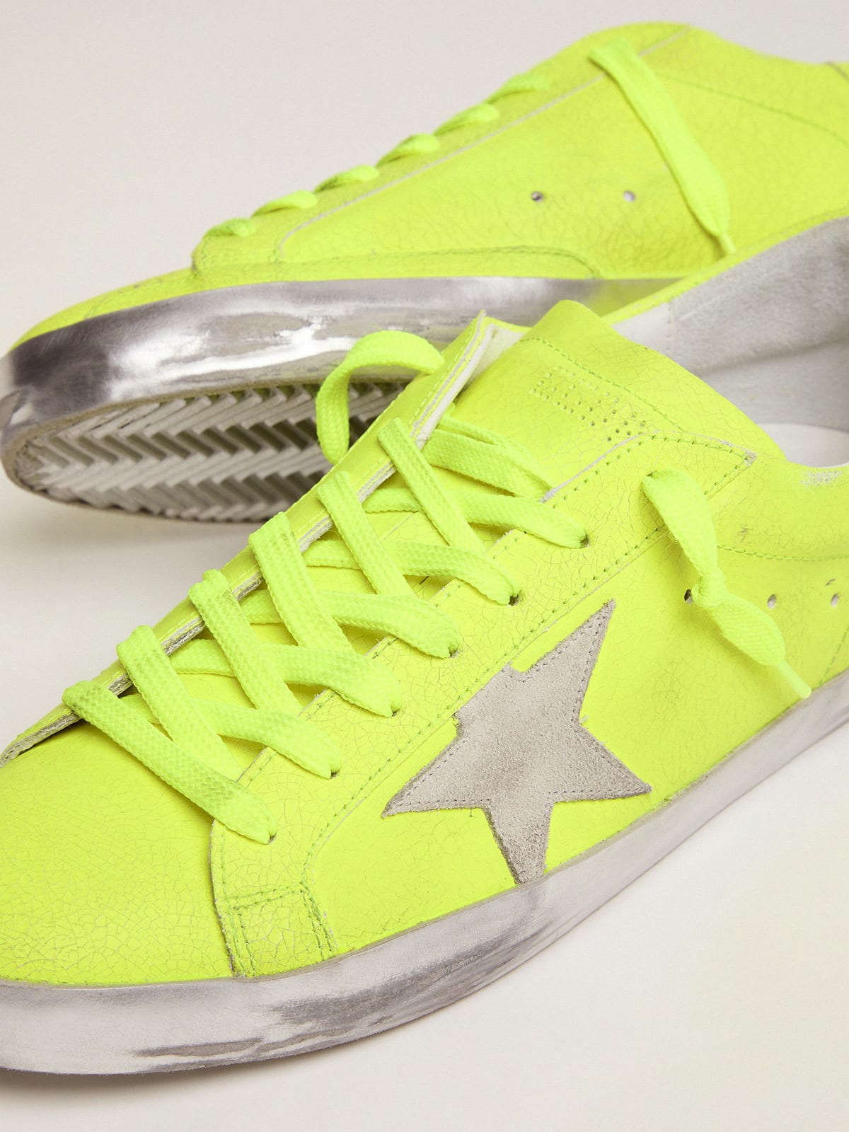 Neon golden goose store sneakers