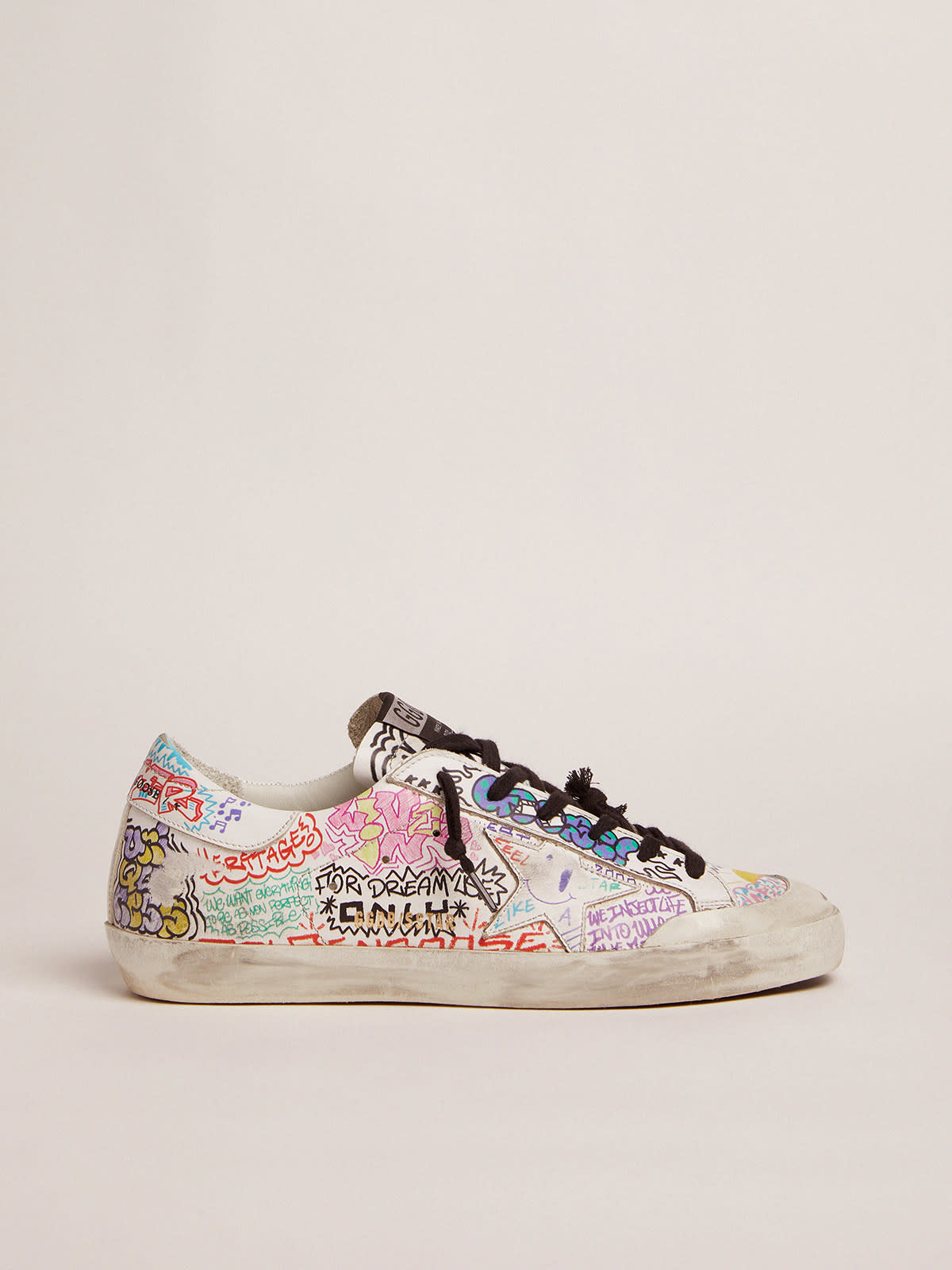 Super-Star sneakers in white leather with multicolored graffiti print ...