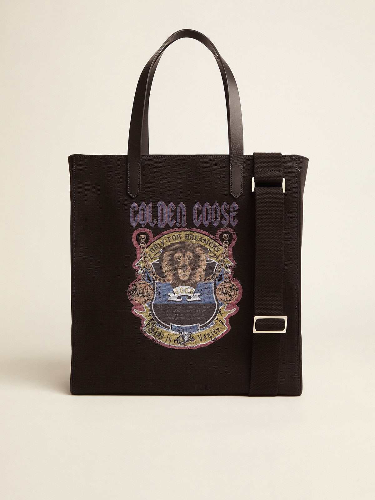 Golden Goose - Black California North-South bag with vintage print in 