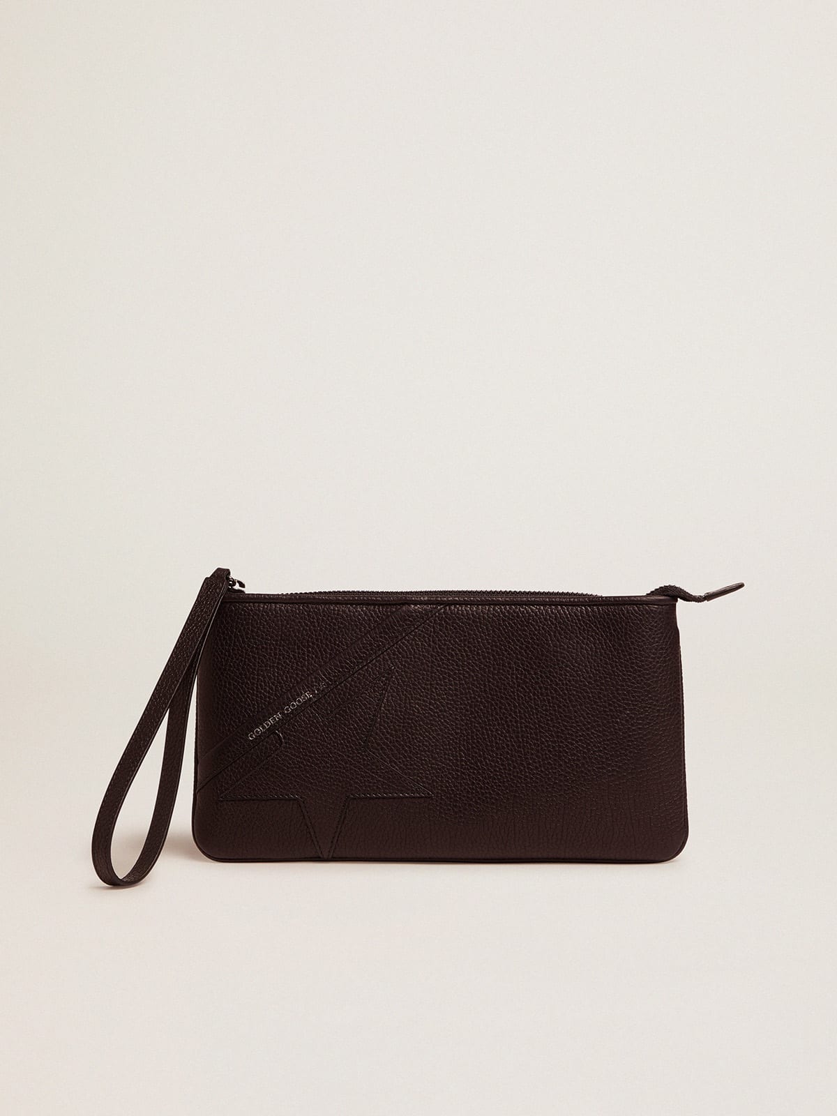 Golden Goose - Black Star Wrist clutch bag in grained leather in 