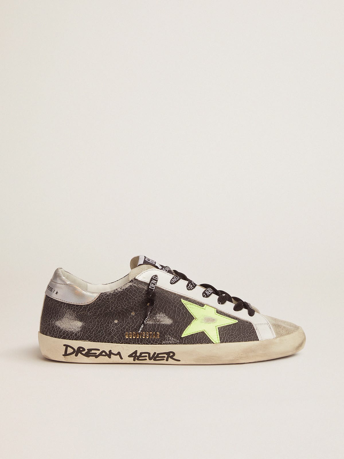 Sneakers Super Star avec inscription r alis e la main et toile jaune fluo